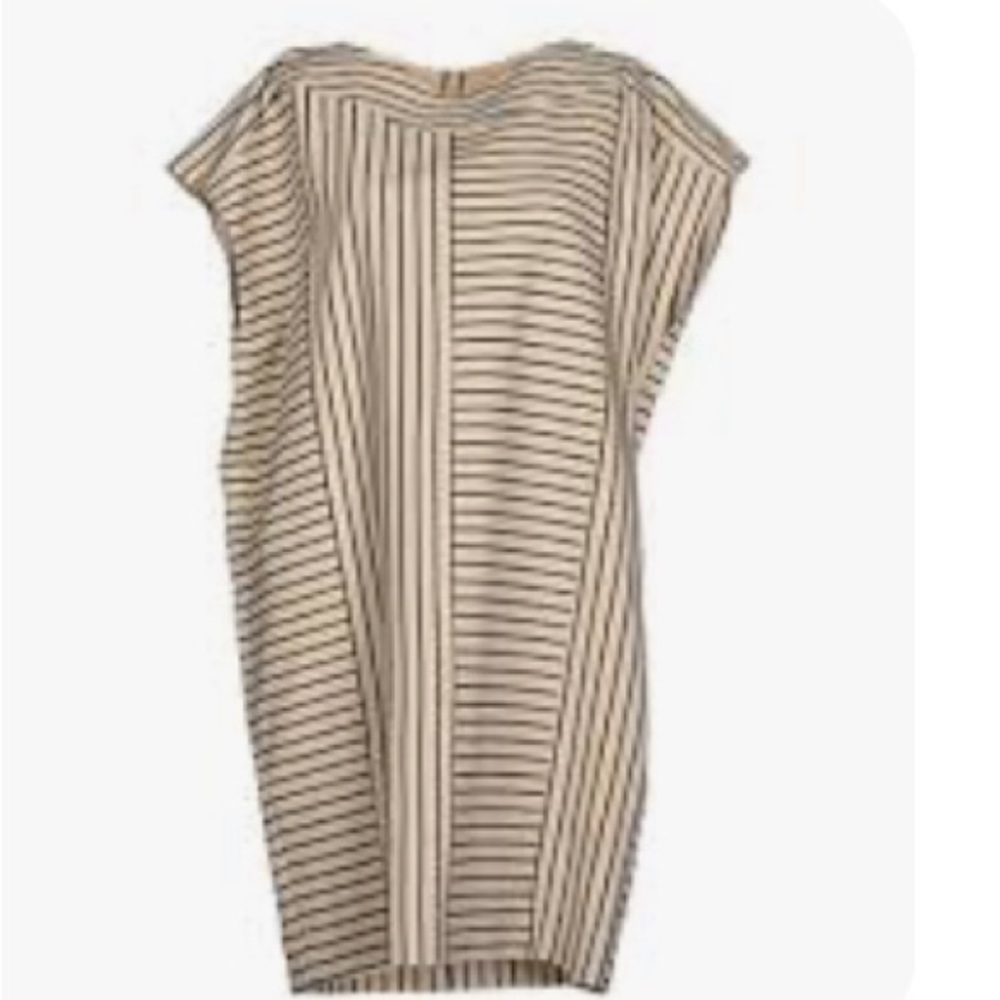 See By Chloe Beige and Black Striped Midi Dress